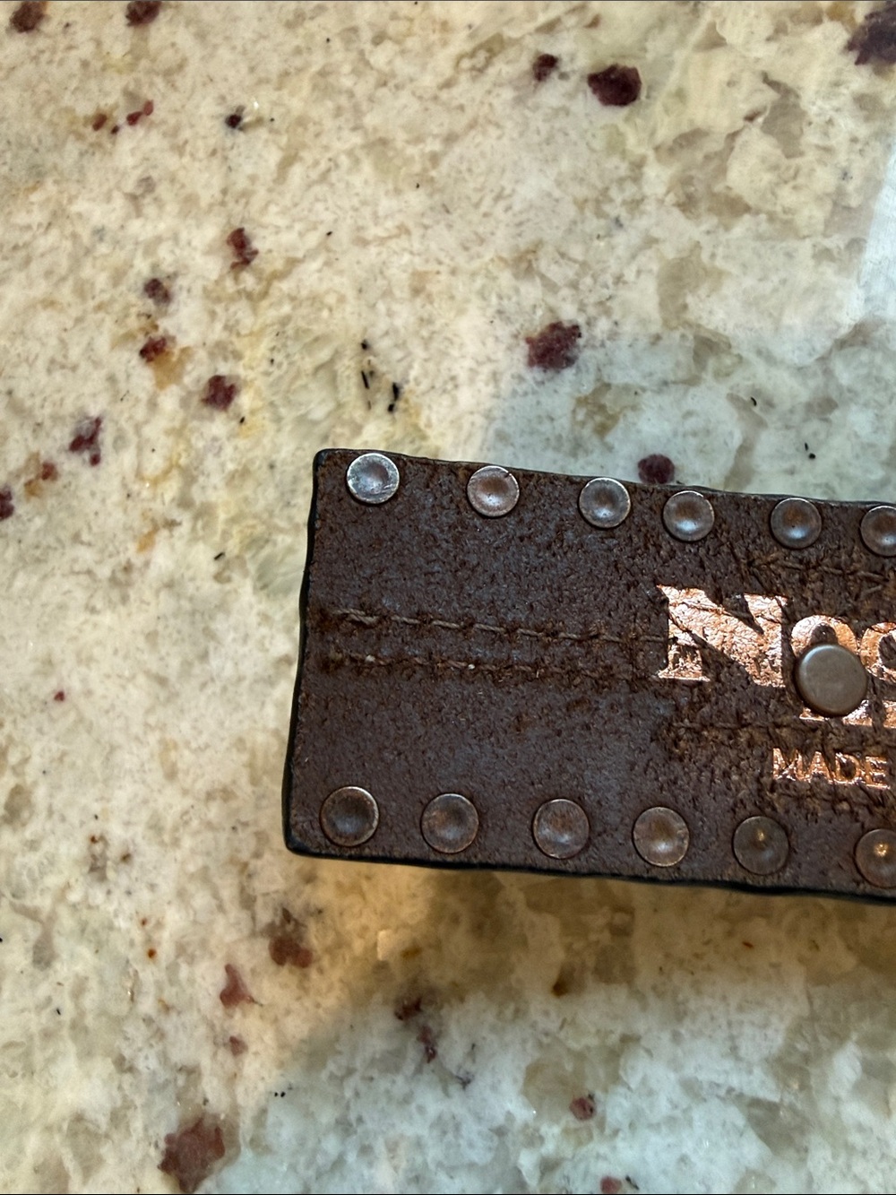 Nocona Brown Leopard Print Leather Belt with Calf Hide and Turquoise Accents - Picture 9 of 11